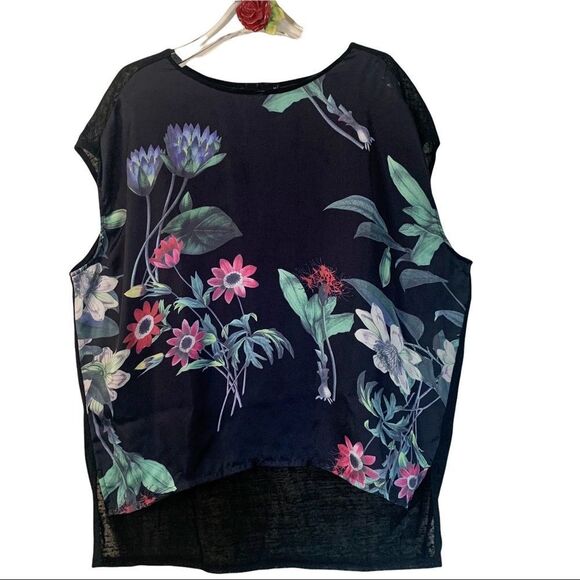 CLICHE’ COUTURE Shortsleeves Hi-Lo Top Blouse - Picture 1 of 7